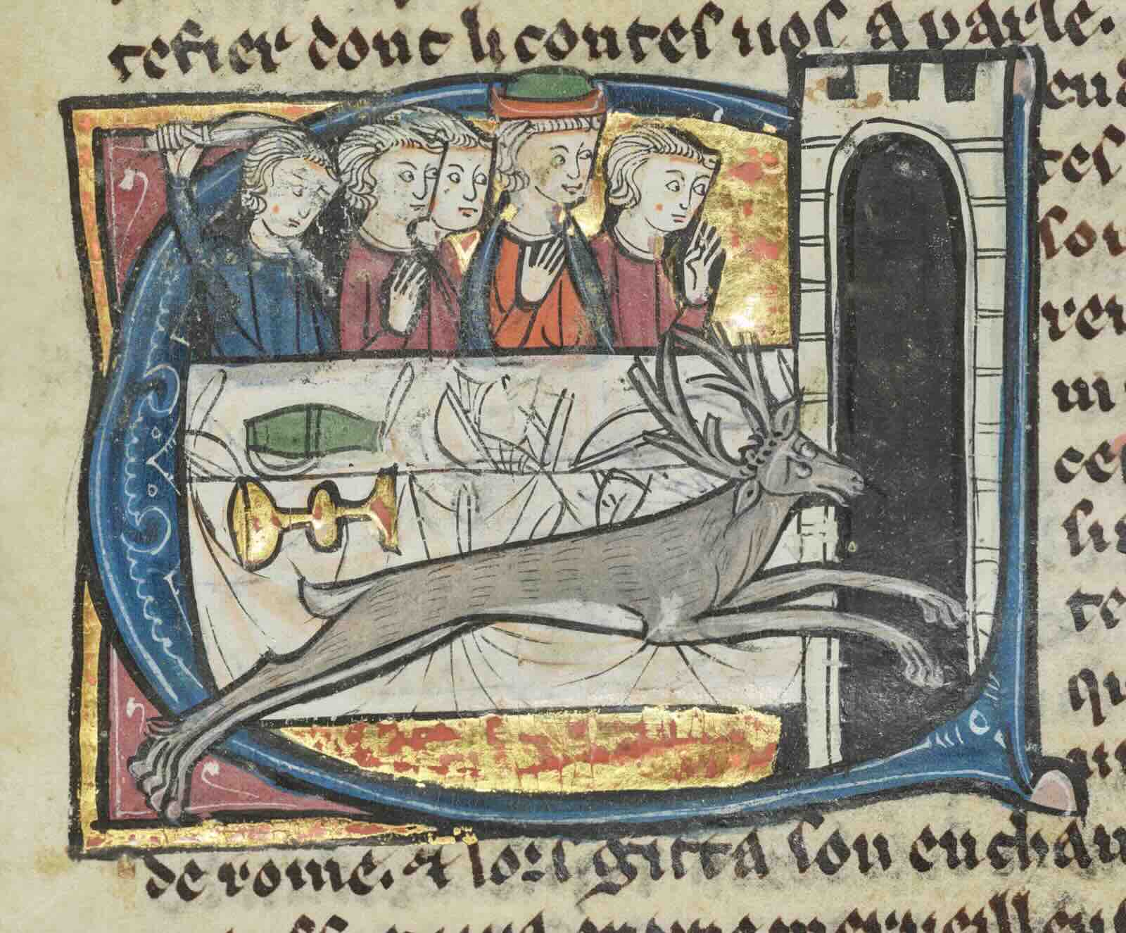 Merlin, disguised as a large stag from the codex