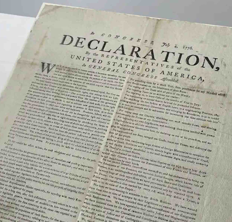 The newly uncovered 1776 printing of the US Declaration of Independence